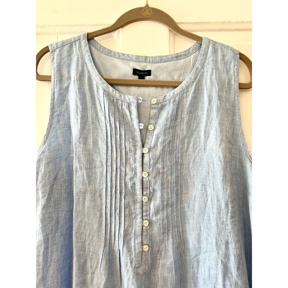 Talbots Women’s 16 Linen Shift Dress Seaside Stripe Lined Coastal Timeless Beach - Picture 4 of 11